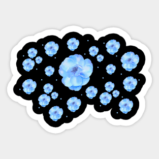 Blue Daisy Floral Patterns Cute Spring Blossoms Sticker